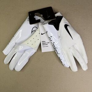 Nike Vapor Jet 8.0 Football Gloves Men's Large Spell Out Logo White NWT